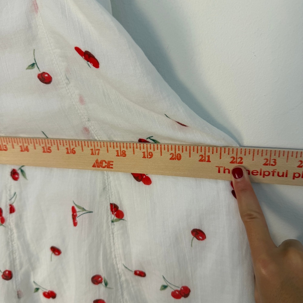 Abercrombie Kids Cherry Print Dress Kids 17/18 White‎ Cotton Pockets Cottagecore - Picture 8 of 10